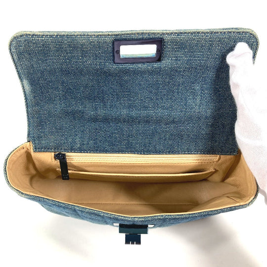 CHANEL Handbag denim blue Metallic Handle Chocolate bar 2.55 fittings Women Used Authentic