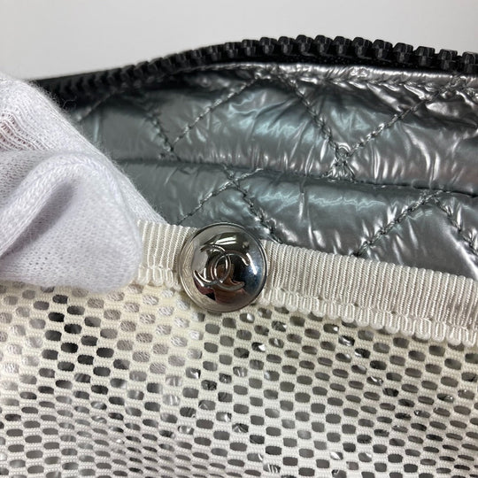 CHANEL Shoulder Bag canvas white Check CC COCO Mark Women Used Authentic