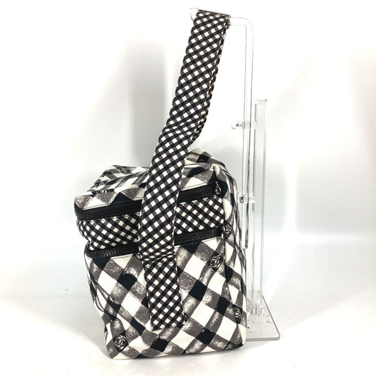 CHANEL Shoulder Bag canvas white Check CC COCO Mark Women Used Authentic