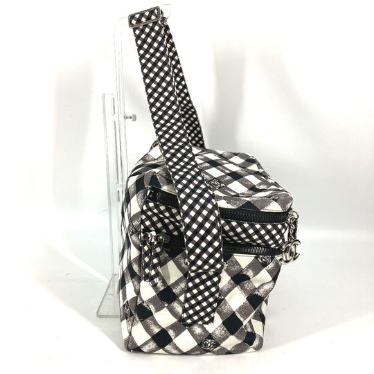 CHANEL Shoulder Bag canvas white Check CC COCO Mark Women Used Authentic
