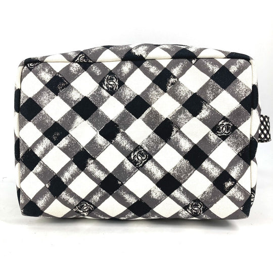 CHANEL Shoulder Bag canvas white Check CC COCO Mark Women Used Authentic
