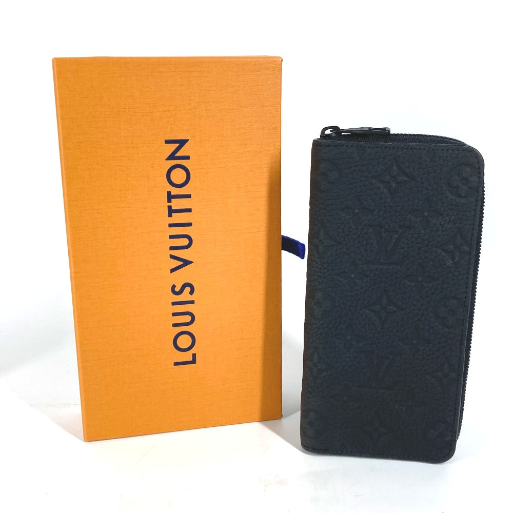LOUIS VUITTON Long Wallet Purse M69047 Taurillon Clemence black Monogram Zippy wallet  Vertical mens Used Authentic