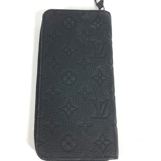 LOUIS VUITTON Long Wallet Purse M69047 Taurillon Clemence black Monogram Zippy wallet  Vertical mens Used Authentic