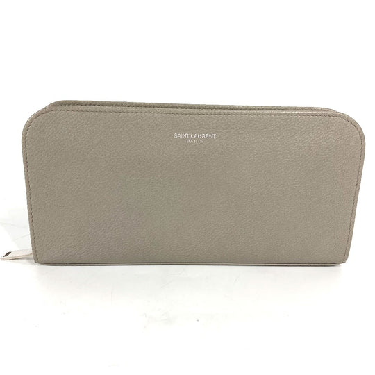 SAINT LAURENT PARIS Long Wallet Purse 326599 leather gray Long wallet logo Women Used Authentic