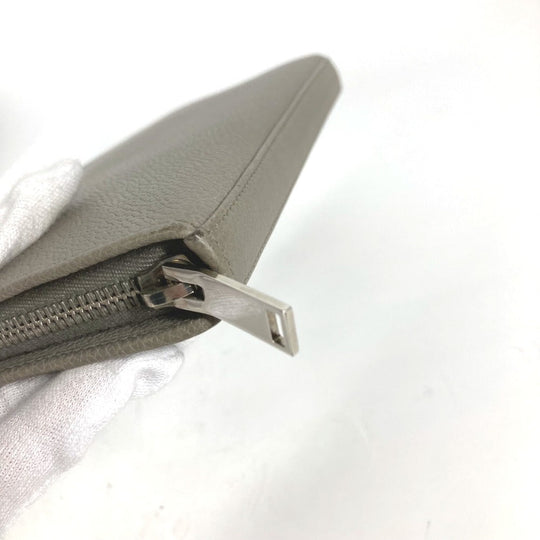 SAINT LAURENT PARIS Long Wallet Purse 326599 leather gray Long wallet logo Women Used Authentic