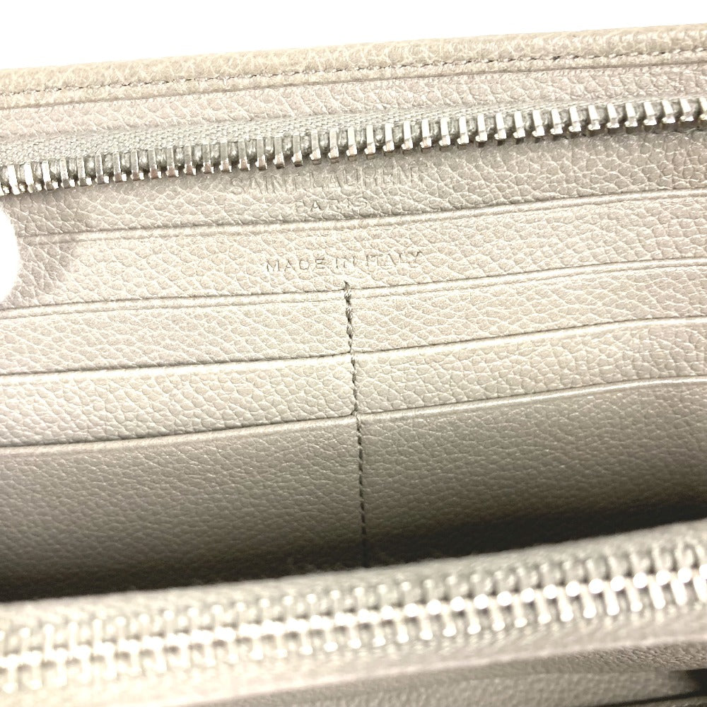 SAINT LAURENT PARIS Long Wallet Purse 326599 leather gray Long wallet logo Women Used Authentic