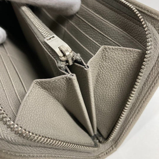 SAINT LAURENT PARIS Long Wallet Purse 326599 leather gray Long wallet logo Women Used Authentic