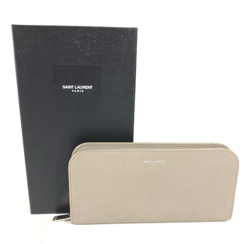 SAINT LAURENT PARIS Long Wallet Purse 326599 leather gray Long wallet logo Women Used Authentic