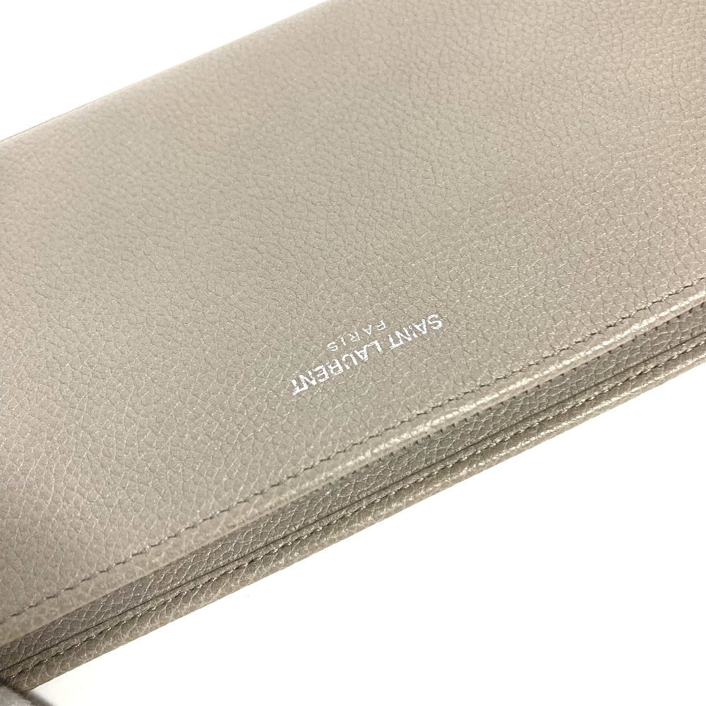 SAINT LAURENT PARIS Long Wallet Purse 326599 leather gray Long wallet logo Women Used Authentic