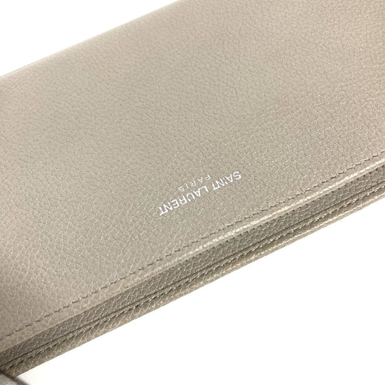 SAINT LAURENT PARIS Long Wallet Purse 326599 leather gray Long wallet logo Women Used Authentic