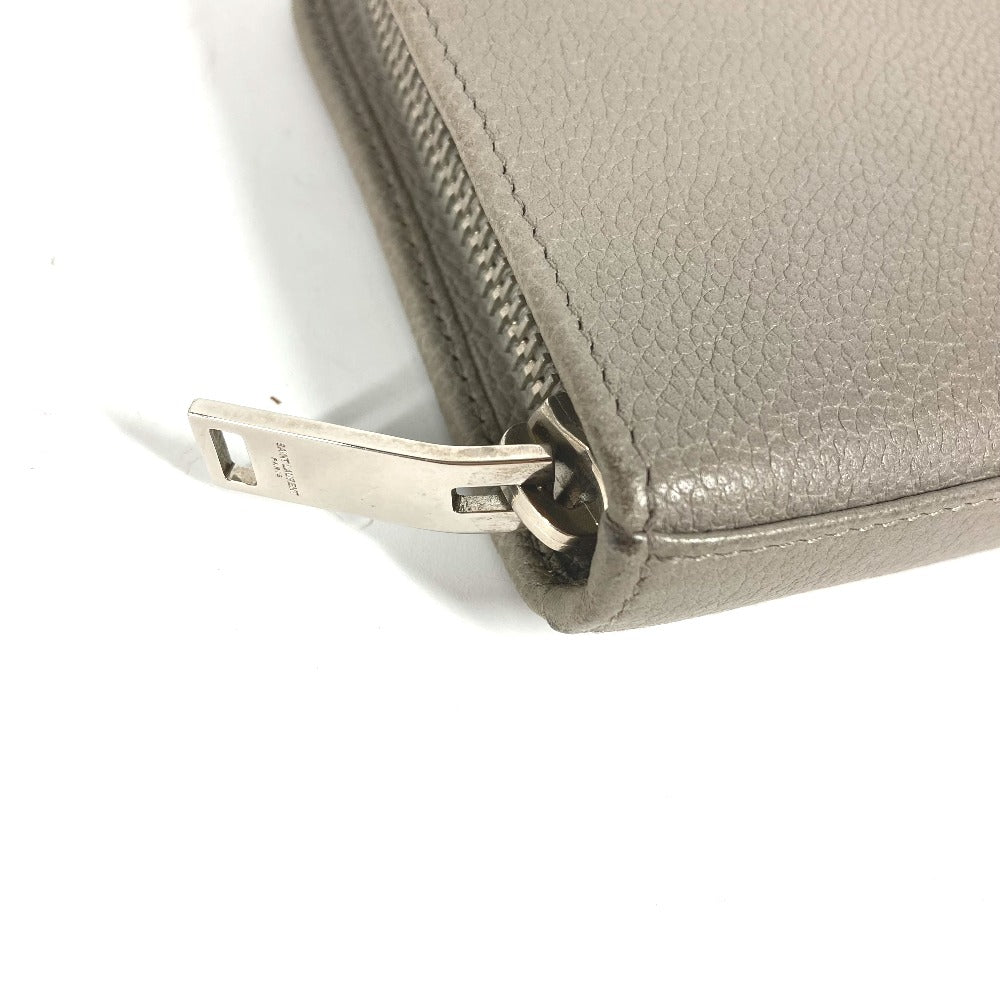 SAINT LAURENT PARIS Long Wallet Purse 326599 leather gray Long wallet logo Women Used Authentic