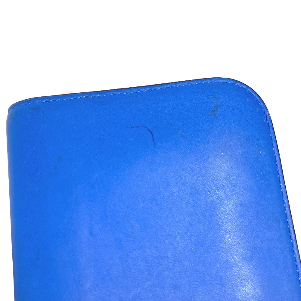 Dior Long Wallet Purse leather blue Long wallet Bijou rhinestone Women Used Authentic