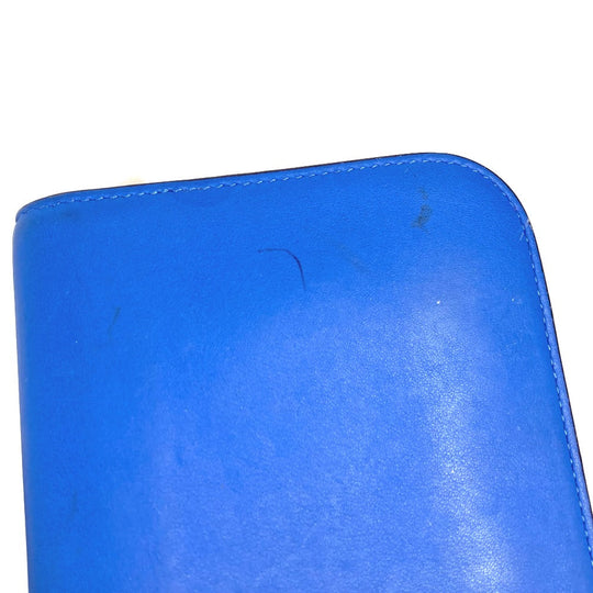 Dior Long Wallet Purse leather blue Long wallet Bijou rhinestone Women Used Authentic