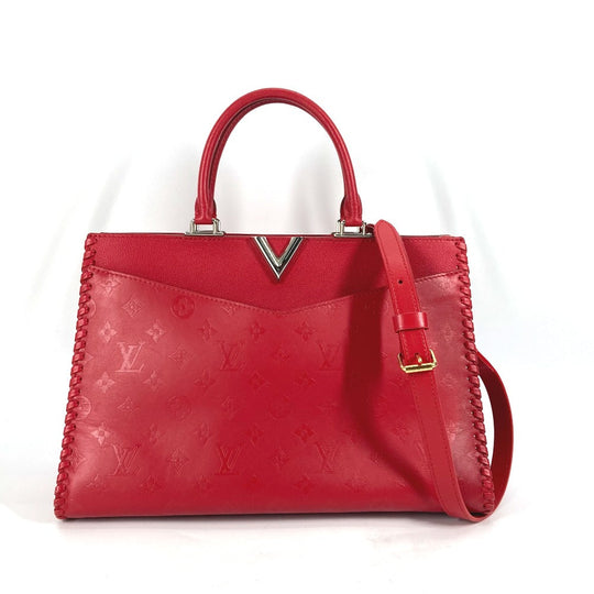 LOUIS VUITTON Shoulder Bag M54146 leather Red Monogram Very Zip Tote Women Used Authentic