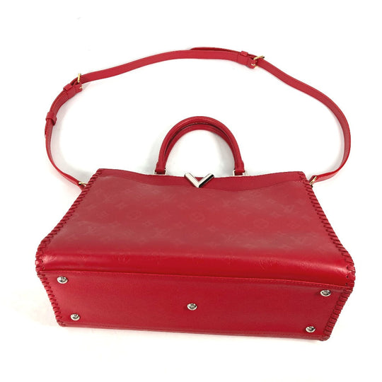 LOUIS VUITTON Shoulder Bag M54146 leather Red Monogram Very Zip Tote Women Used Authentic