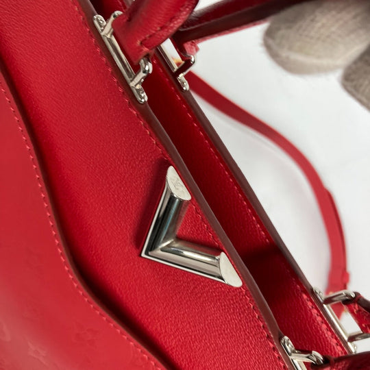 LOUIS VUITTON Shoulder Bag M54146 leather Red Monogram Very Zip Tote Women Used Authentic