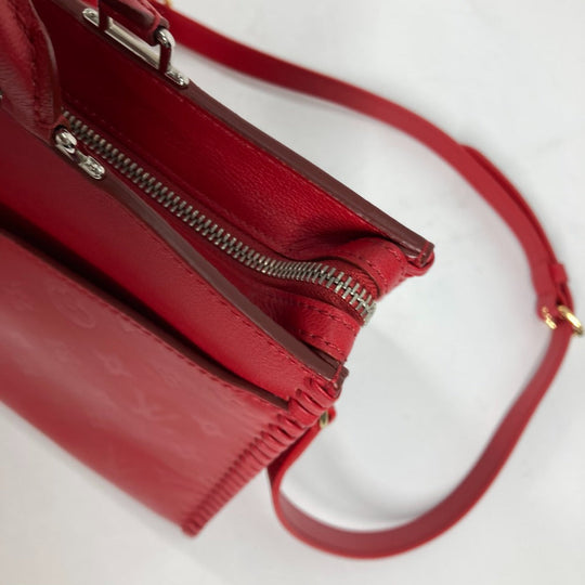 LOUIS VUITTON Shoulder Bag M54146 leather Red Monogram Very Zip Tote Women Used Authentic