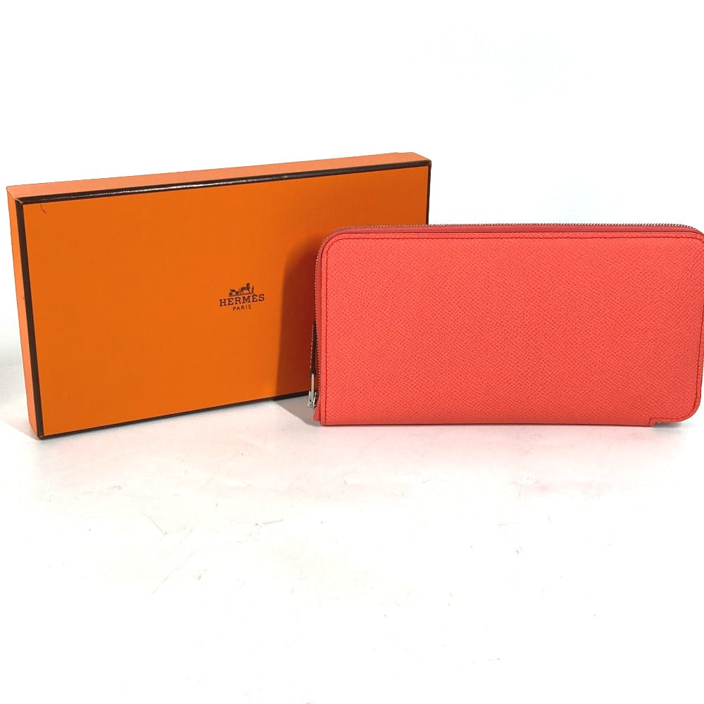 HERMES Long Wallet Purse Epsom pink Azap long silk in Women Used Authentic