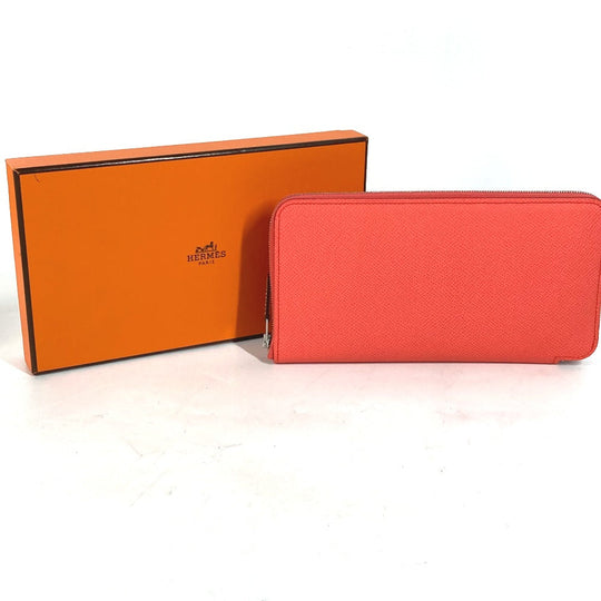 HERMES Long Wallet Purse Epsom pink Azap long silk in Women Used Authentic