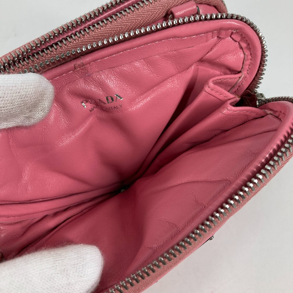 PRADA Shoulder Bag leather pink Chain Double triangle logo plate Women Used Authentic