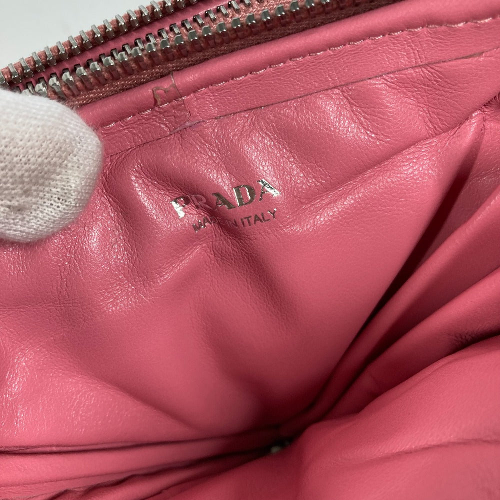 PRADA Shoulder Bag leather pink Chain Double triangle logo plate Women Used Authentic