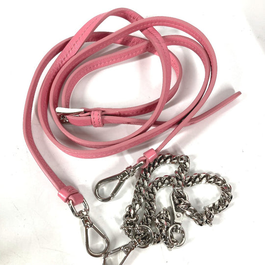 PRADA Shoulder Bag leather pink Chain Double triangle logo plate Women Used Authentic