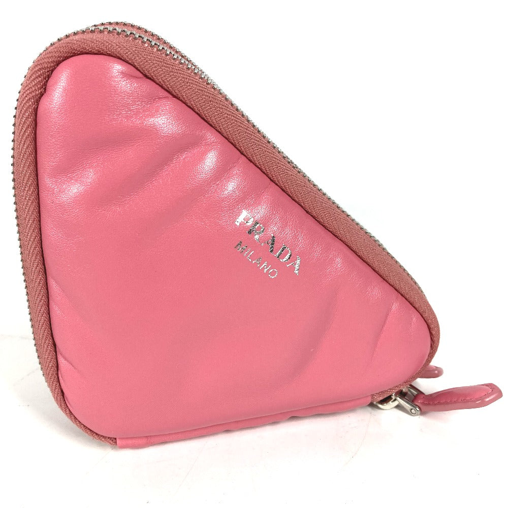 PRADA Shoulder Bag leather pink Chain Double triangle logo plate Women Used Authentic