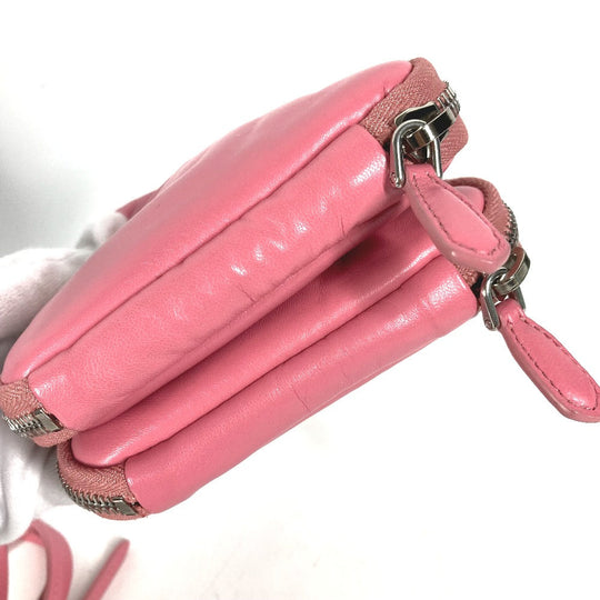 PRADA Shoulder Bag leather pink Chain Double triangle logo plate Women Used Authentic