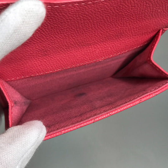 CHANEL Trifold wallet Caviar skin pink quilting CC COCO Mark Matelasse Women Used Authentic