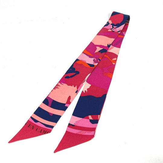 HERMES scarf silk pink Horse Cheval Horse Twilly Twilly Women Used Authentic