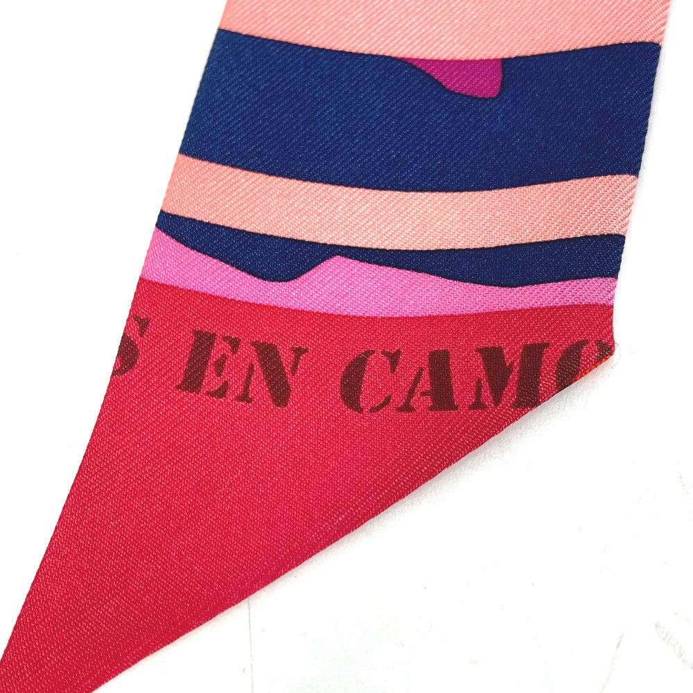 HERMES scarf silk pink Horse Cheval Horse Twilly Twilly Women Used Authentic