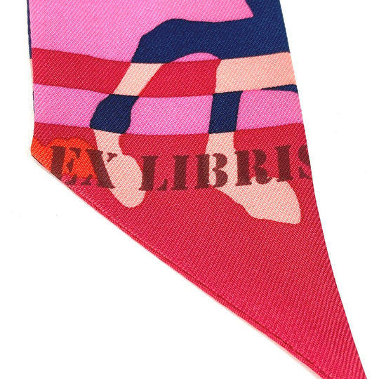 HERMES scarf silk pink Horse Cheval Horse Twilly Twilly Women Used Authentic