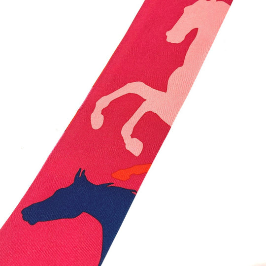 HERMES scarf silk pink Horse Cheval Horse Twilly Twilly Women Used Authentic