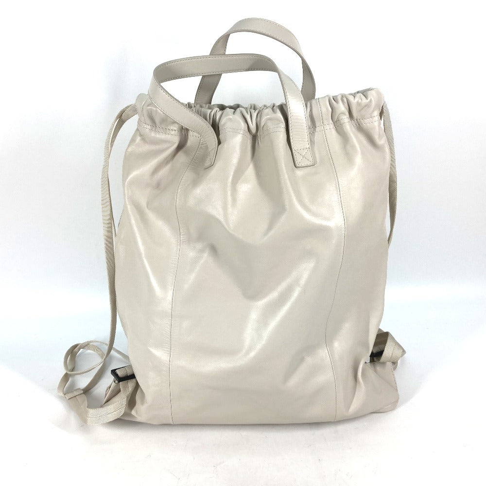 BOTTEGAVENETA Backpack leather Ivorytype Bag logo Women Used Authentic