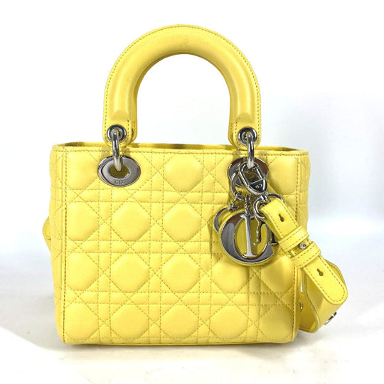 Dior Handbag M0532PCAL lambskin yellow Lady Dior LADYDIOR My ABCDior Women Used Authentic