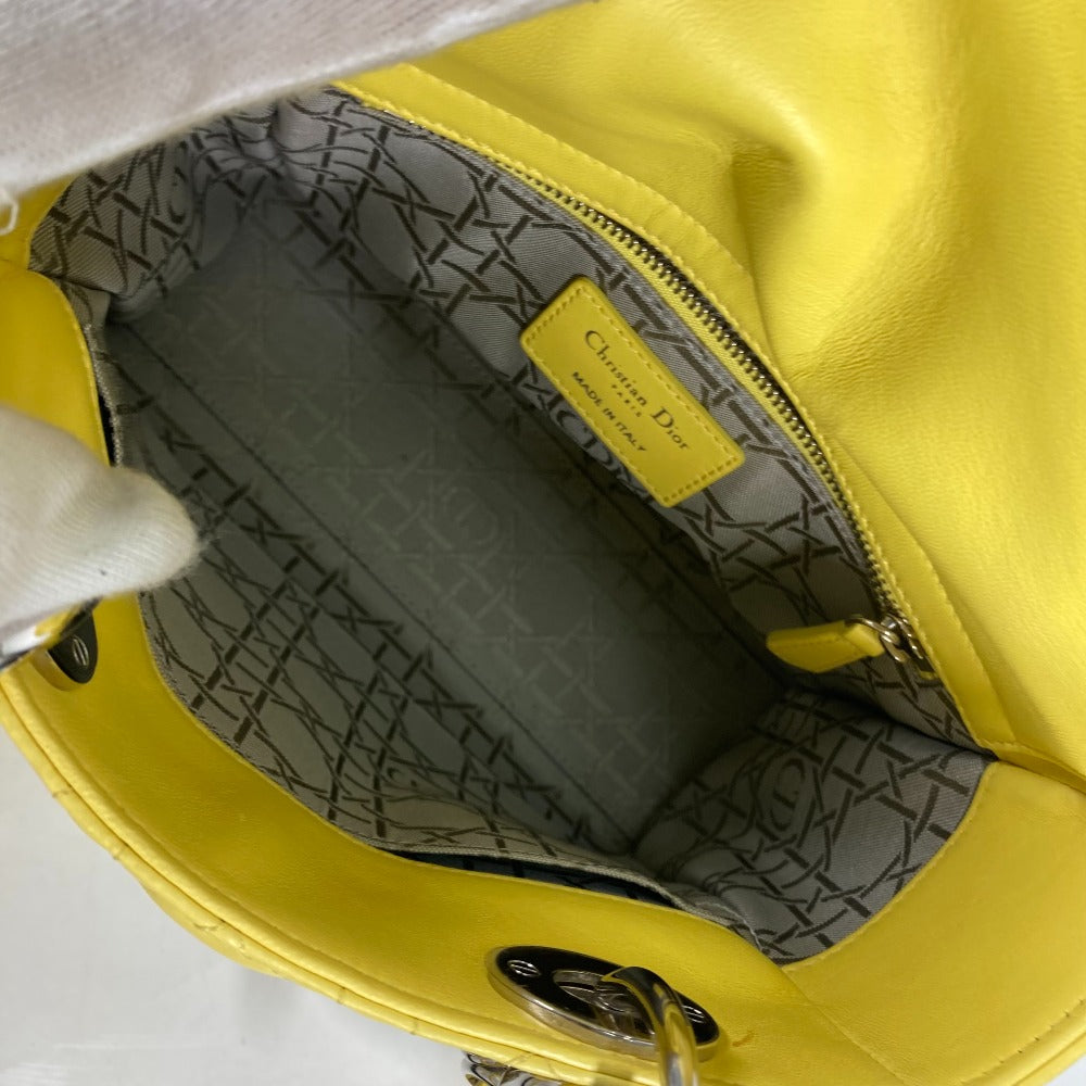Dior Handbag M0532PCAL lambskin yellow Lady Dior LADYDIOR My ABCDior Women Used Authentic