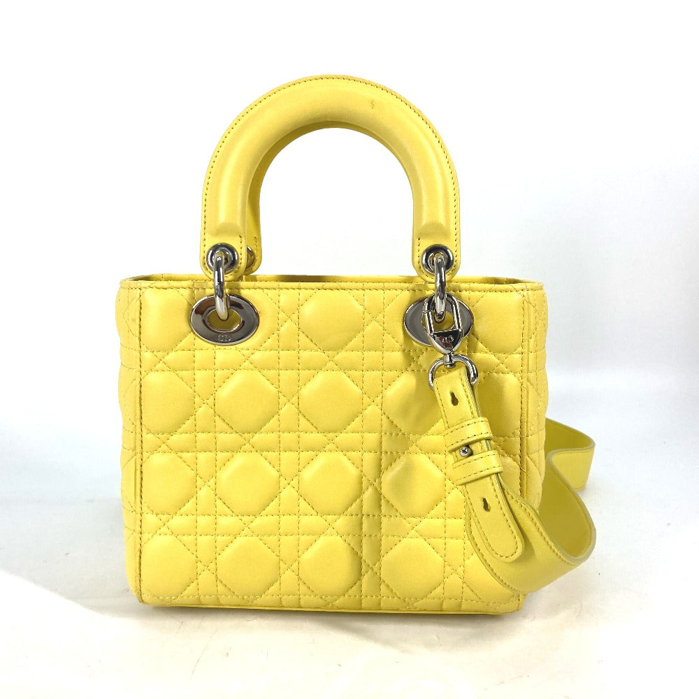 Dior Handbag M0532PCAL lambskin yellow Lady Dior LADYDIOR My ABCDior Women Used Authentic
