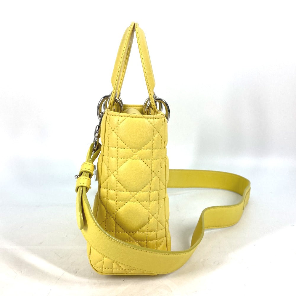 Dior Handbag M0532PCAL lambskin yellow Lady Dior LADYDIOR My ABCDior Women Used Authentic