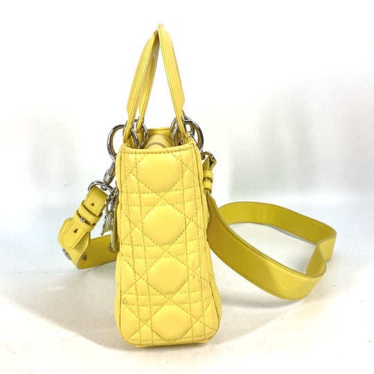 Dior Handbag M0532PCAL lambskin yellow Lady Dior LADYDIOR My ABCDior Women Used Authentic