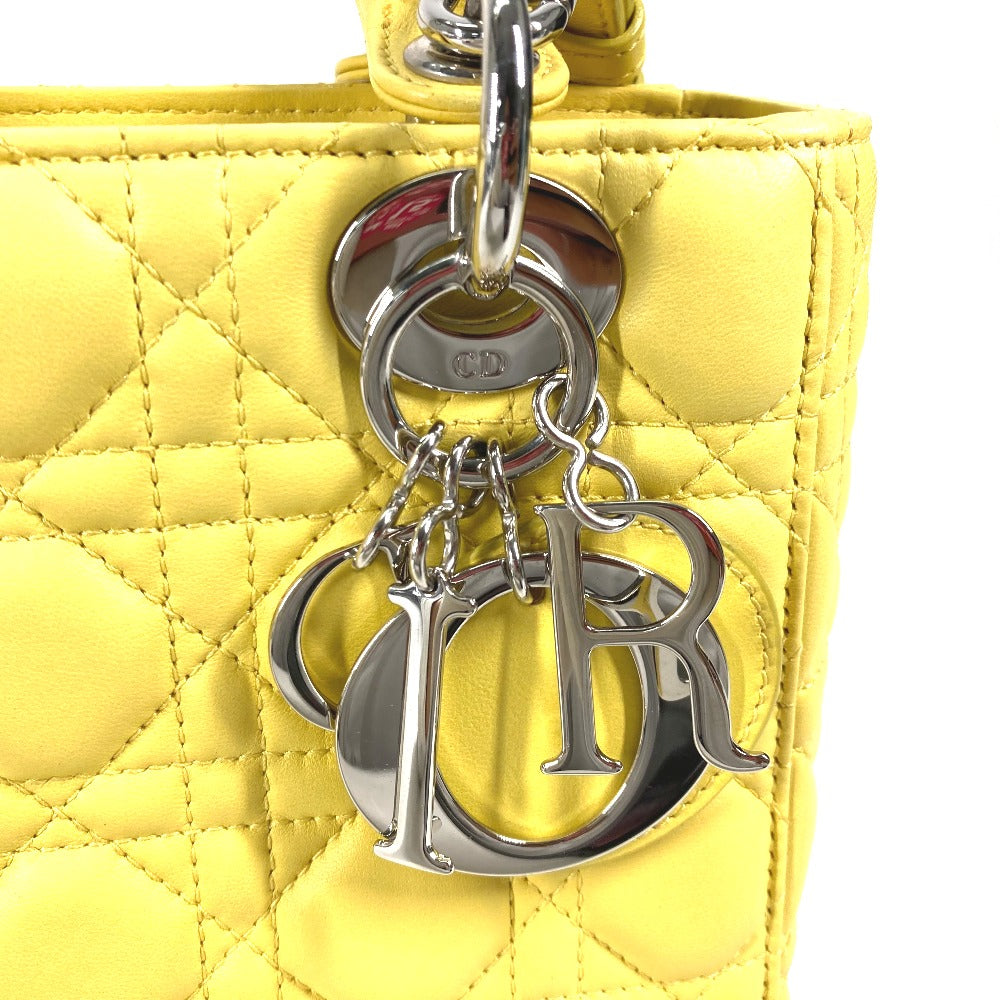 Dior Handbag M0532PCAL lambskin yellow Lady Dior LADYDIOR My ABCDior Women Used Authentic