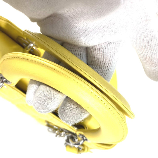 Dior Handbag M0532PCAL lambskin yellow Lady Dior LADYDIOR My ABCDior Women Used Authentic