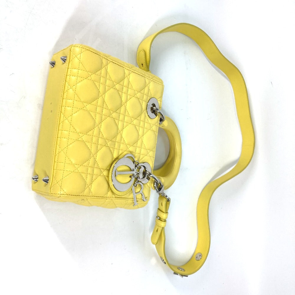 Dior Handbag M0532PCAL lambskin yellow Lady Dior LADYDIOR My ABCDior Women Used Authentic