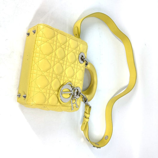 Dior Handbag M0532PCAL lambskin yellow Lady Dior LADYDIOR My ABCDior Women Used Authentic