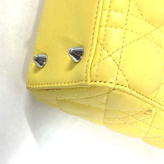 Dior Handbag M0532PCAL lambskin yellow Lady Dior LADYDIOR My ABCDior Women Used Authentic