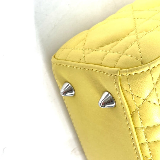 Dior Handbag M0532PCAL lambskin yellow Lady Dior LADYDIOR My ABCDior Women Used Authentic