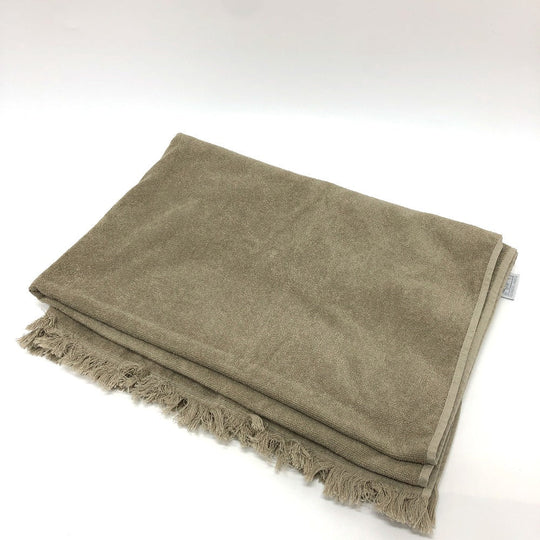 HERMES towel cotton gray fringe Yachting logo Women Used Authentic