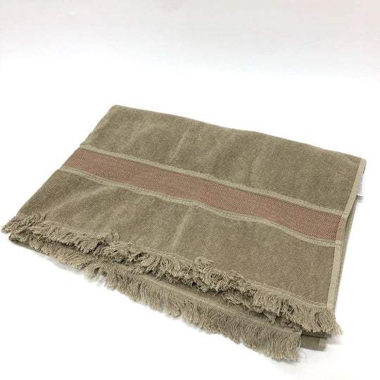 HERMES towel cotton gray fringe Yachting logo Women Used Authentic