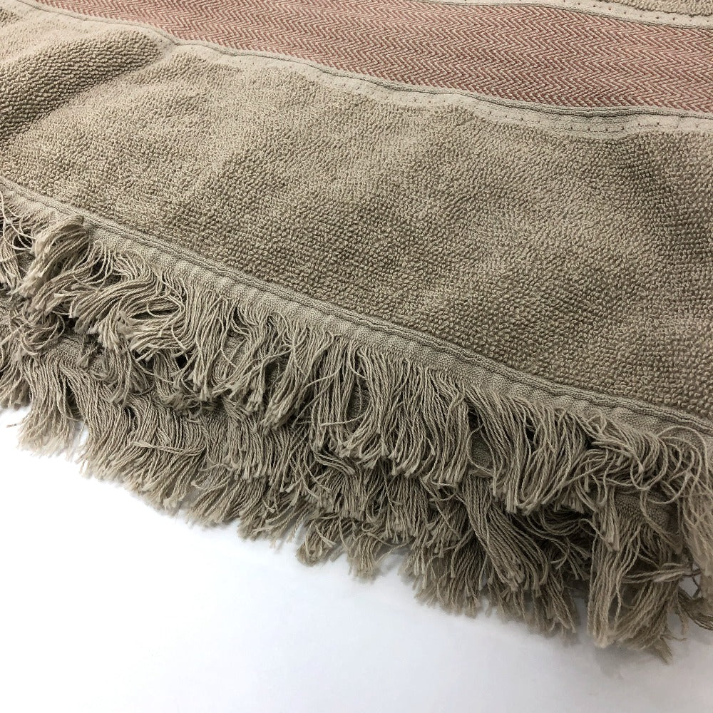 HERMES towel cotton gray fringe Yachting logo Women Used Authentic