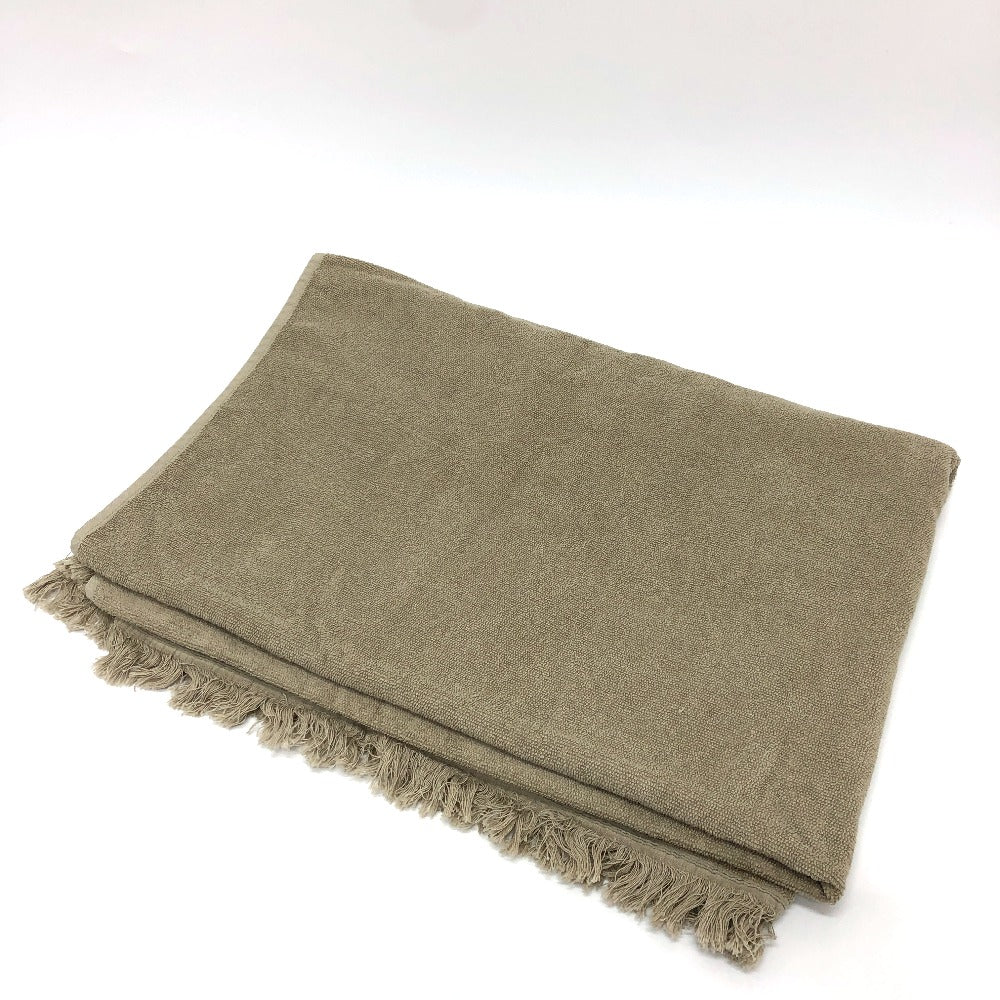 HERMES towel cotton gray fringe Yachting logo Women Used Authentic