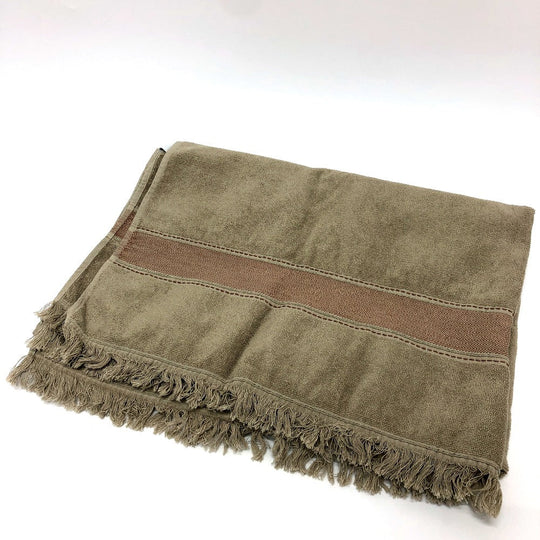 HERMES towel cotton gray fringe Yachting logo Women Used Authentic